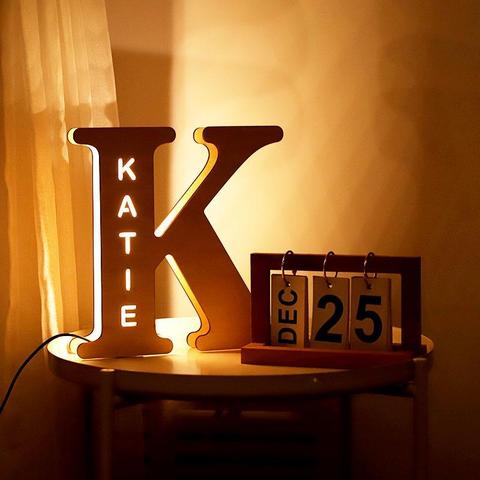 WOODEN ENGRAVED NAME PERSONALIZED NIGHT LIGHT