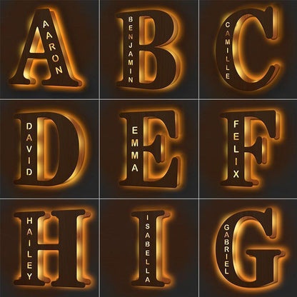 WOODEN ENGRAVED NAME PERSONALIZED NIGHT LIGHT