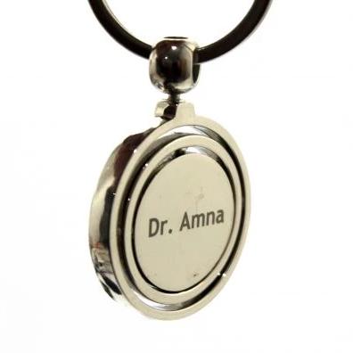 Globe Metallic Keychain With Engraved Name