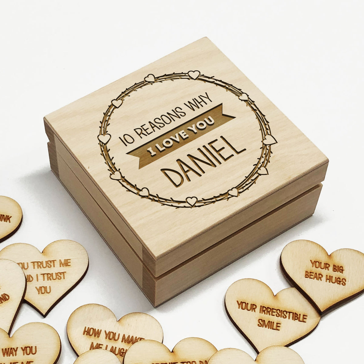 10 Reasons Why I Love You Personalised Wooden Box