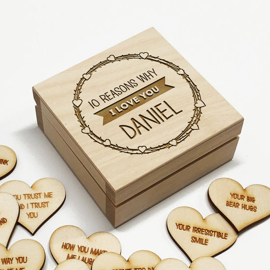 10 Reasons Why I Love You Personalised Wooden Box