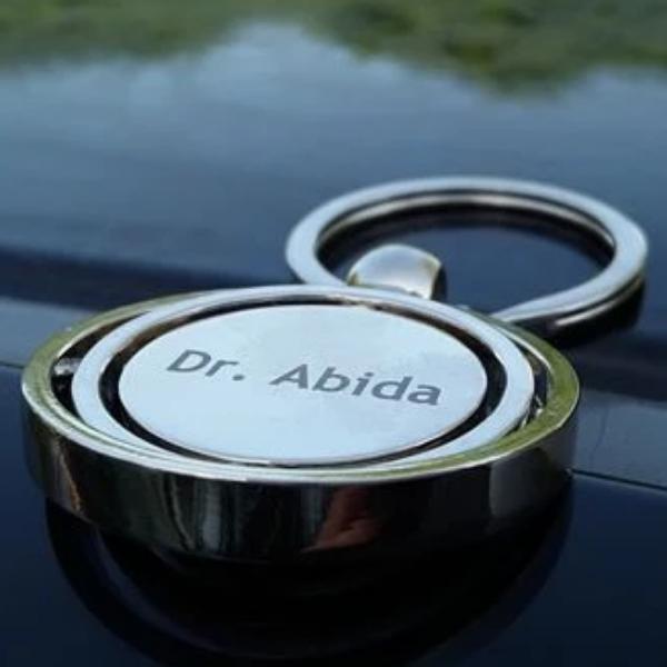 Globe Metallic Keychain With Engraved Name