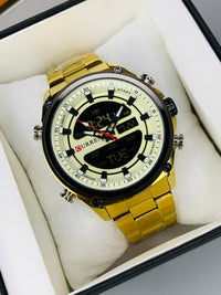 CURREN 8404 - Dual Time Analog And Digital Display Watch For Men's