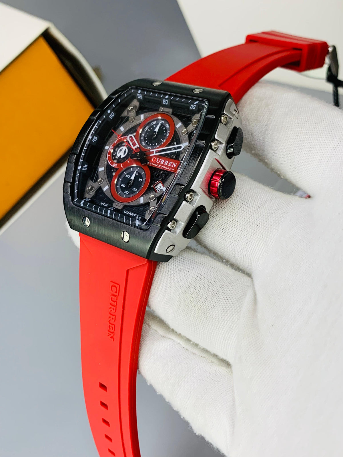 CURREN 8442 - Rubber Strap Chronograph Working Watch For Men's