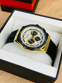 CURREN 8464 - Chronograph Working Rubber Strap Watch For Men