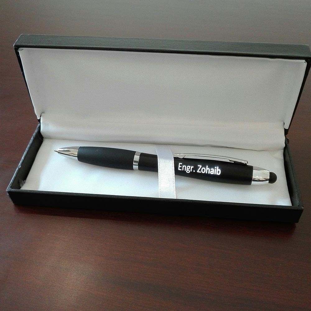 Backlit Name Click Stylus Pen With Box