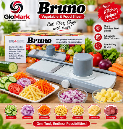 Bruno Vegetable Slicer & Cutter - Multi-Function Mandoline With Free Spray Bottle