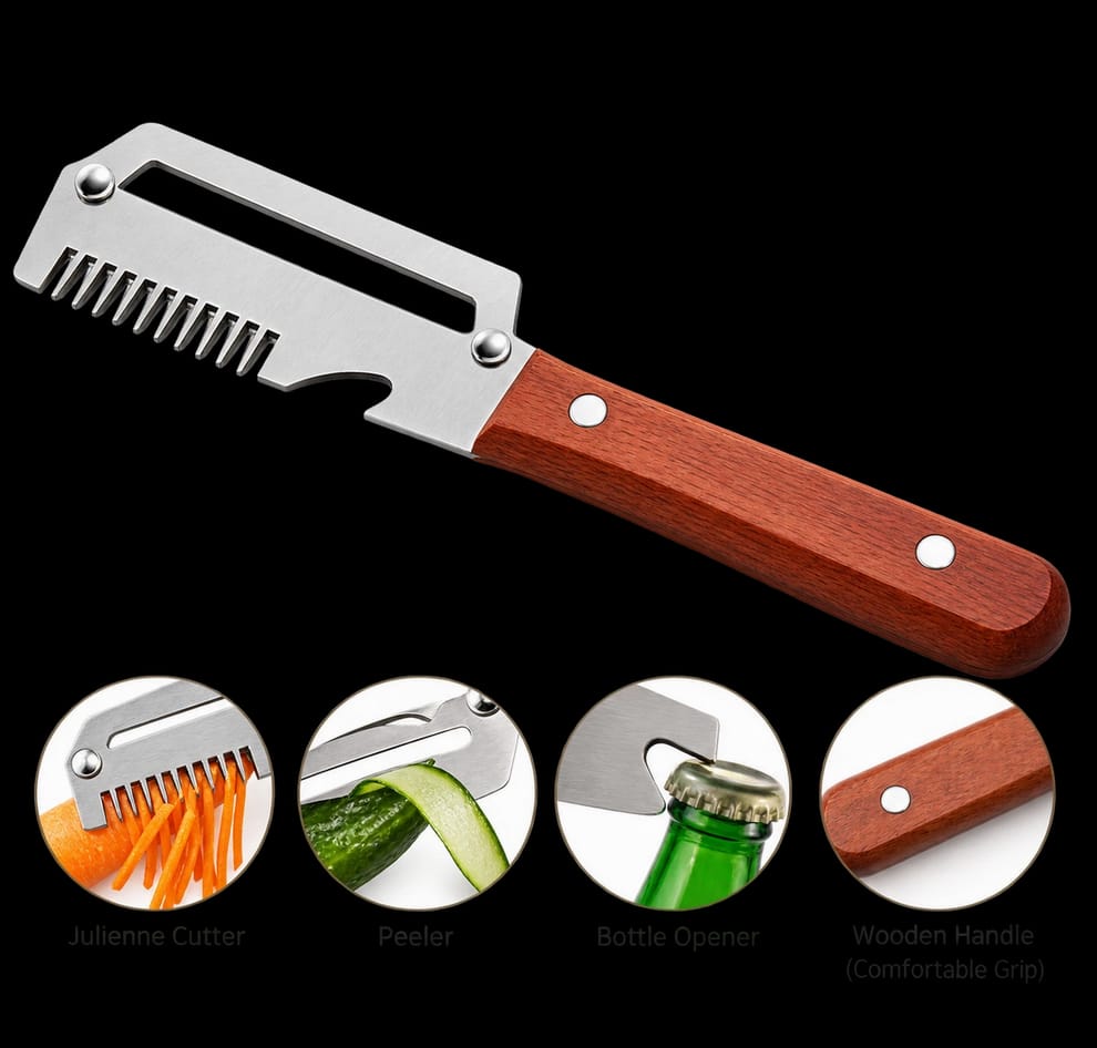 3-in-1 Vegetable Peeler with Shredder & Bottle Opener
