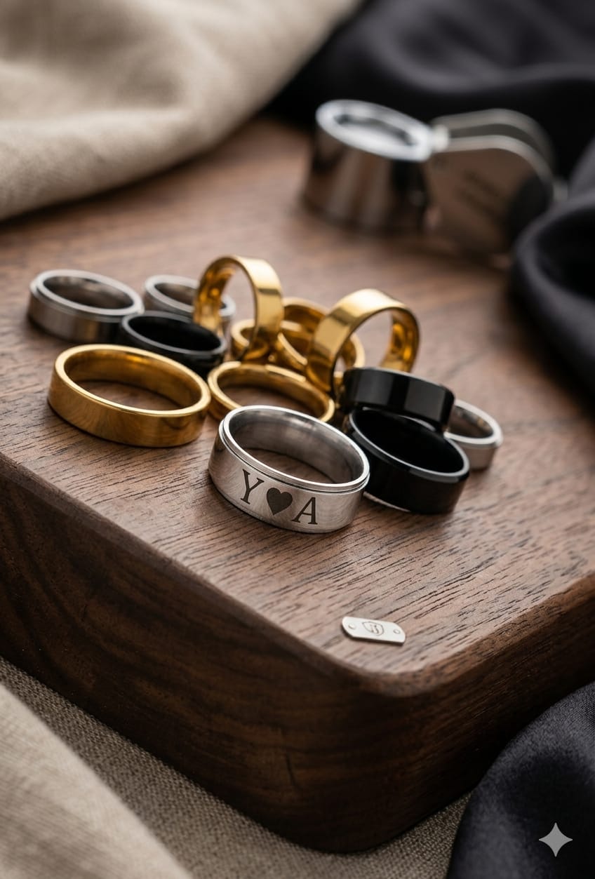 Personalized Name Engraved Rings - Golden & Steel Colors