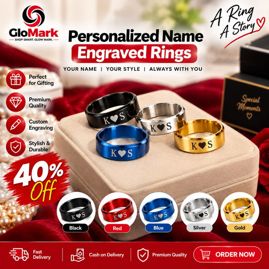 Personalized Name Engraved Rings - Golden & Steel Colors