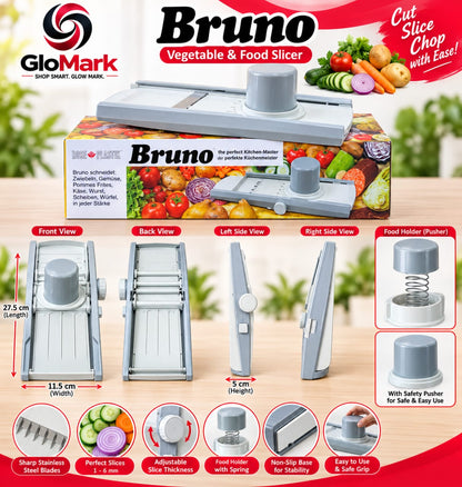 Bruno Vegetable Slicer & Cutter - Multi-Function Mandoline With Free Spray Bottle