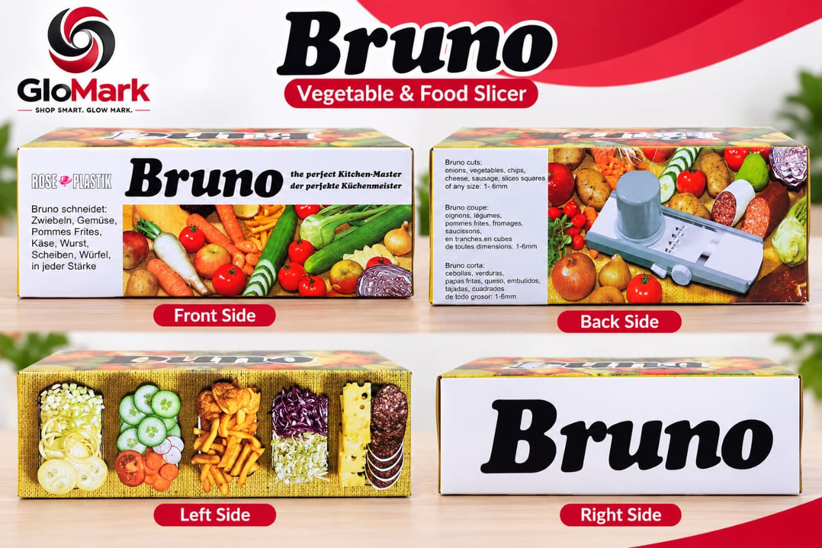 Bruno Vegetable Slicer & Cutter - Multi-Function Mandoline With Free Spray Bottle