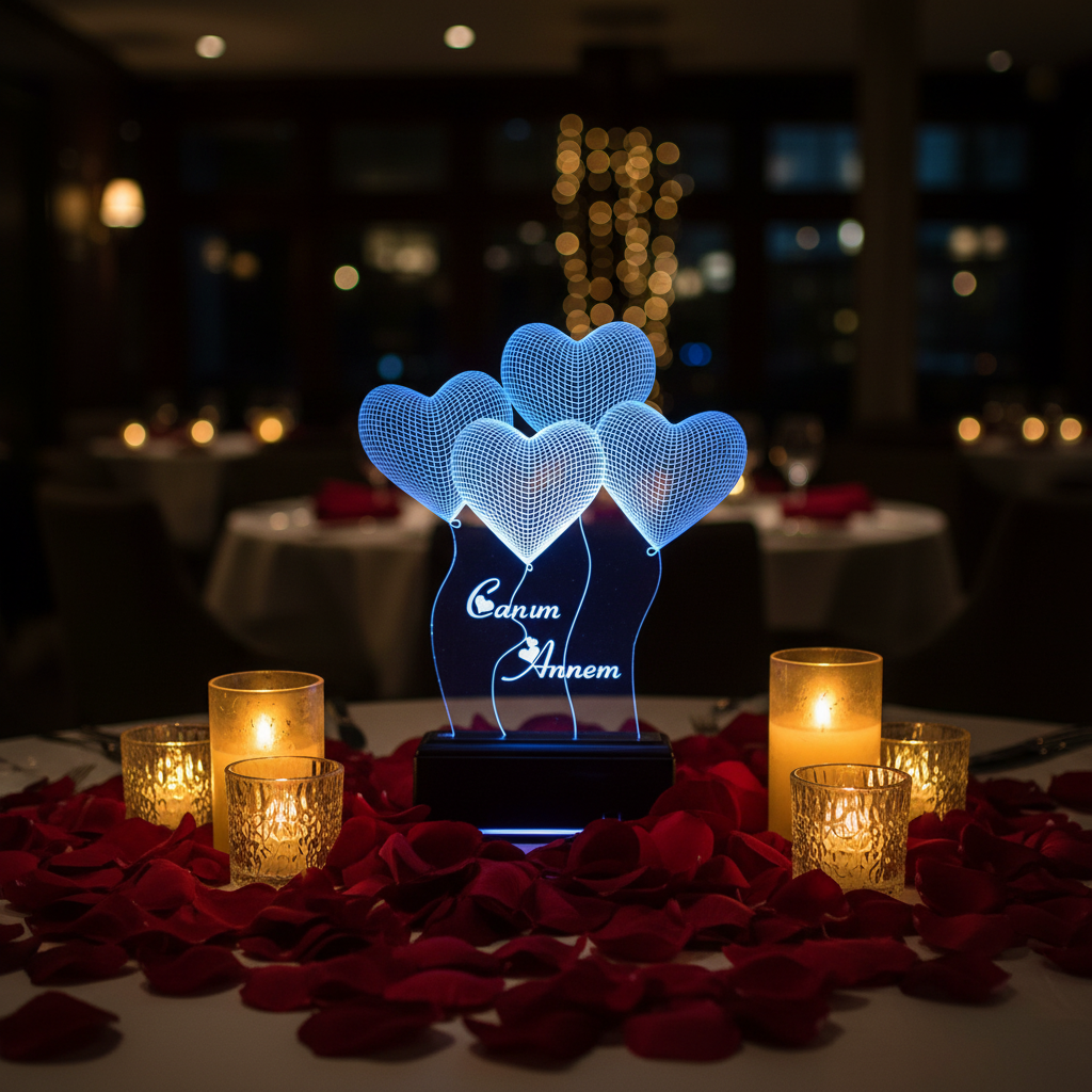 Personalized Heart Shaped 3D Illusion LED LAMP(9 Inches Height x 5-inch Width)