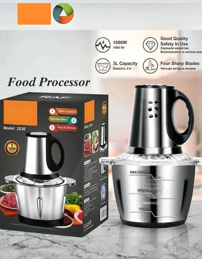 3L Food Processor, Vegetable & Meat Chopper, Qeema Machine – Stainless Steel Bowl 1000W