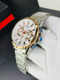 CURREN 8363 - Stainless Steel Chain Chronograph Working Watch For Men's