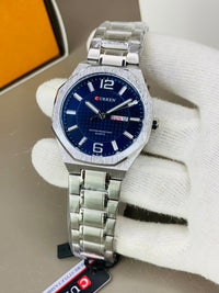 CURREN 8476 - New Shape Day Date Stainless Steel Chain Watch For Men's