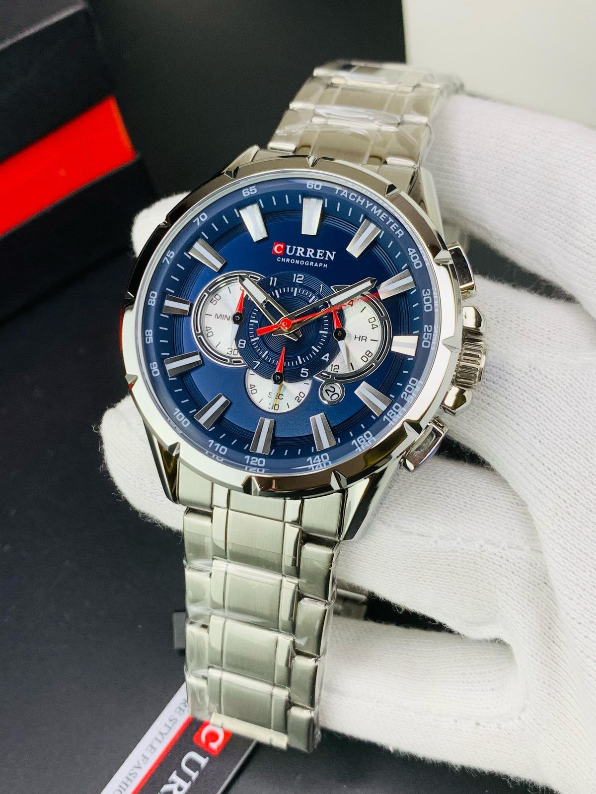 CURREN 8363 - Stainless Steel Chain Chronograph Working Watch For Men's