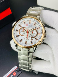 CURREN 8363 - Stainless Steel Chain Chronograph Working Watch For Men's