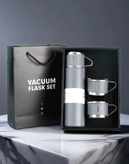 3 Cup Double-Layer Stainless Steel Vacuum Flask Set - 500ml